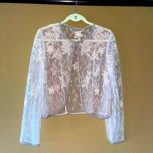 Vintage Sheer Floral Bolero Pink Tulle Cardigan